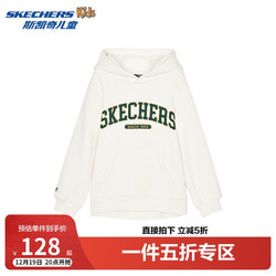 SKECHERS 斯凯奇 男女童秋冬加绒舒适柔软针织连帽套头卫衣L424K045