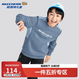 SKECHERS 斯凯奇 男女童秋冬季新款圆领运动套头卫衣儿童针织上衣P424K028