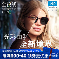 依视路（ESSILOR） 全视线变色镜片灰变片T8系列1.60折射率第八代光学眼镜 现片2片装 来架加工 依视路钻晶膜致防蓝光片