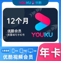 YOUKU 优酷 会员年卡youku会员优酷视频一年优酷黄金会员 优酷VIP会员12个月 优酷会员优酷会员年