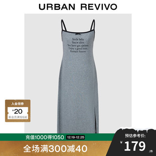 URBAN REVIVO UR2024秋季女装甜辣风字母印花蝴蝶结连衣裙UYV740009 花灰 L