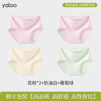 雅鹿内裤女士纯棉抗菌全棉少女生中腰透气无痕短裤2024三角裤 【4条装】花粉色+花粉色+奶油白+葡萄绿 XXL