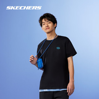 斯凯奇（Skechers）夏季男女同款透气速干针织短袖T恤衫 兰花紫色/01X5 XXL