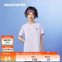 斯凯奇（Skechers）夏季男女同款透气速干针织短袖T恤衫 兰花紫色/01X5 XXL