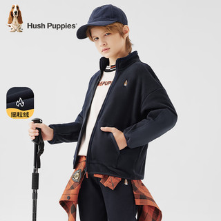 暇步士（Hush Puppies）童装儿童针织外套24冬季男女童摇粒绒外套上衣 雅川青 170 