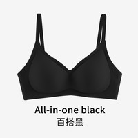 Caria Knar店果冻条内衣女生小胸聚拢显大无钢圈无痕文胸 百搭黑 S