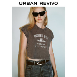 URBAN REVIVO UR2024秋季新款女装美式做旧休闲印花宽松短袖T恤UYY440026