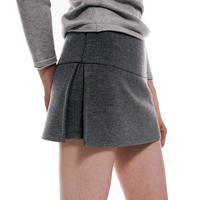 秋冬毛呢料宽腰头假两件半身裙A字裤裙超短裙遮胯显瘦百搭半身裙