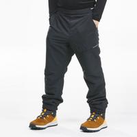 迪卡侬儿童运动裤男童女童裤子秋冬装防风加绒加厚长裤工装裤KIDC 【加绒】黑灰色-小童 110cm