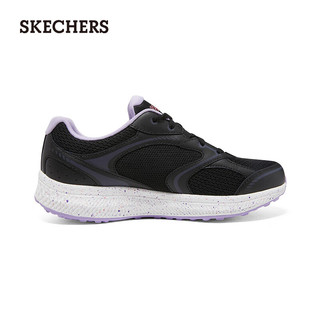 斯凯奇（Skechers）女鞋冬季保暖运动鞋专业跑步鞋软底减震轻便休闲鞋鞋128285 黑色/薰衣草色/BKLV 37