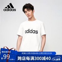 阿迪达斯 （adidas）短袖t恤男圆领夏季打底衫男休闲百搭上衣男装 L码 白色大logo A/L