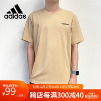 阿迪达斯 （adidas）春夏简约男装运动套头时尚潮流T恤 XL码 浅褐小logo A/XL