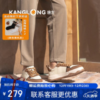 康龙休闲鞋板鞋男鞋秋季百搭舒适复古美式透气网面户外运动鞋男 棕杏 39