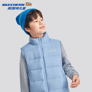 Skechers斯凯奇秋冬季男女中大童鸭绒梭织羽绒服背心儿童外套L424K080