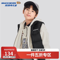 Skechers斯凯奇秋冬季男女中大童鸭绒梭织羽绒服背心儿童外套L424K080