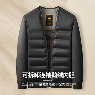 梦特娇【重磅鹅绒填充&加厚保暖&磁吸口袋】24冬纯色百搭羽绒服男款 JG 黑色 M