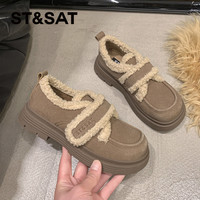 星期六真皮厚底增高雪地靴女款2024冬季加绒保暖全包勃肯棉鞋 38