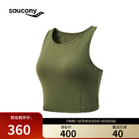 saucony 索康尼 运动生活二合一紧身背心女速干透气背心棕咖2XL