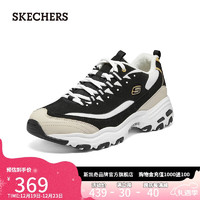 斯凯奇（Skechers）圣诞黑白熊男鞋冬保暖老爹鞋厚底增高熊猫鞋休闲运动鞋894268 黑色/金色/BKGD 44