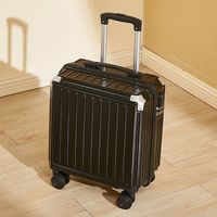 小清新行李箱女登机拉杆箱20寸高颜值大容量男旅行箱万向轮 经典黑 高颜值 防刮款
