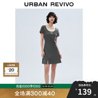 URBAN REVIVO 女士学院撞色系带连衣裙 UWV740050 深灰 XS