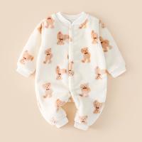 婴幼儿连体衣秋冬季宝宝加绒爬服法兰绒保暖哈衣加厚中小童家居服