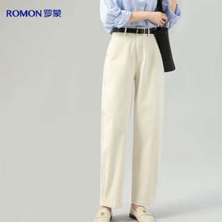 ROMON 罗蒙 牛仔裤女时尚宽松休闲裤高腰九分显瘦阔腿裤春夏薄款女士老爹裤