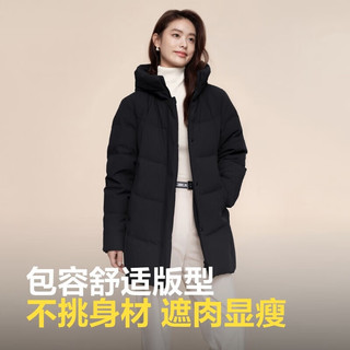 波司登（BOSIDENG）90绒红色羽绒服女2024新款连帽加厚中长款送妈妈冬外套B40145122B  XL 175/100B 体重约140-160斤