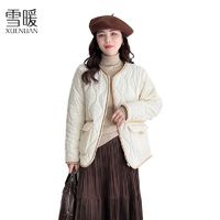 百亿补贴：SNOW WARM 雪暖 大码女装轻薄百搭拼色韩版时尚休闲棉服外套日系简约口袋棉衣