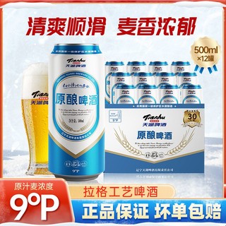 tianhu 天湖啤酒 9度原酿黄啤拉格 500ml*12瓶