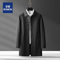 罗蒙(ROMON)秋冬男士风衣中长款轻商务绅士休闲帅气翻领大衣西装外套 黑色 4XL