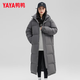 鸭鸭（YAYA）羽绒服女长款过膝冬季时尚宽松过膝防寒加厚极寒外套LW 石墨灰色 L