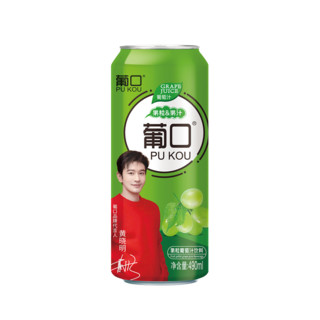 pukou 葡口 果粒果汁饮料葡萄草莓荔枝黄桃汁果肉饮品490ml*6罐散装