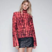 女式高领拼色宽松弹力时尚针织毛衣