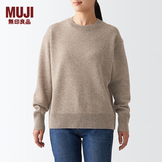 无印良品（MUJI）女式 美利奴羊毛中针距圆领毛衣长袖多彩针织衫女款秋季 BAH11A2A 深咖啡色 S (155/80A)