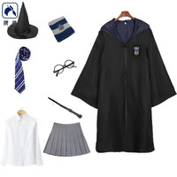 携鱼 哈利波特的魔法袍学院服校服cos巫师赫敏拉文克劳风衣 拉文克劳8件套 儿童120