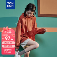唐狮（TonLion）[加菲猫联名款]2023卫衣女连帽宽松设计感小众上衣橘色