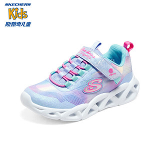 SKECHERS 斯凯奇 童鞋女童魔术贴闪灯鞋儿童跑鞋舒适休闲鞋302339L 34