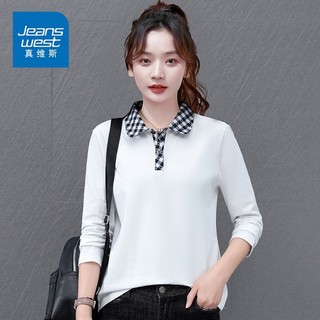 百亿补贴：JEANSWEST 真维斯 纯棉长袖卫衣衬衫上衣女春秋POLO中年新款时尚洋气减龄外穿