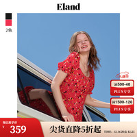 E·LAND 衣恋 ELAND衣恋方领连衣裙女甜美性感优雅小A摆茶歇裙子24夏季 红色(20)Red M/165