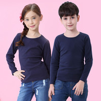 CHANSSON 馨颂 男童女童T恤儿童圆领打底衫长袖上衣 L139A1 藏蓝 140
