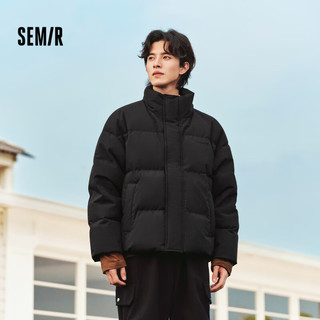 森马（Semir）张新成同款羽绒服男24冬撞色印花面包服厚外套109724113204 黑色90001 L