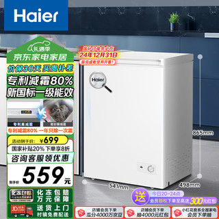 Haier 海尔 100升低霜小冰柜家用商用 冷藏柜冷冻柜两用冰柜小型租房用小冰箱小型冷BC/BD-100GHDT