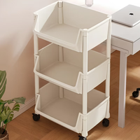 坤奉落地多层桌下书架置物架家用可移动小推车宝宝玩具收纳架简易架子 3层白-小号开口款【基础款】