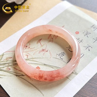 中国黄金(CHINA GOLD)天山翠玉手镯桃花酿粉色金丝玉手镯 【58-60圈口】