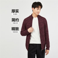 佐丹奴可机洗针织衫男装24冬加厚针织开衫立领针织外套男01054783 24 双绞酒红色 M