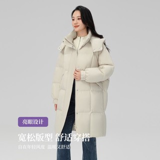 中长款羽绒服女2024秋冬可脱卸帽时尚羽绒宽松外套