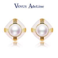 VENUS ADELINE 几何方形珍珠耳环