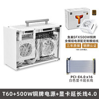 鱼巢 (MetalFish)T60白色迷你ITX机箱 空电脑机箱/带提手/支持长显卡A4侧透小机箱 T60机箱白+4.0延长线+鱼巢500W电源全模组