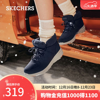 斯凯奇（Skechers）女鞋秋冬面包鞋保暖短筒舒适柔软短靴加绒厚底雪地棉鞋144194 海军蓝色/NVY 35.5